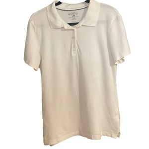 Riders by Lee Polo Tee White Short Sleeve Polo T Shirt Womens Large Cotton Blend